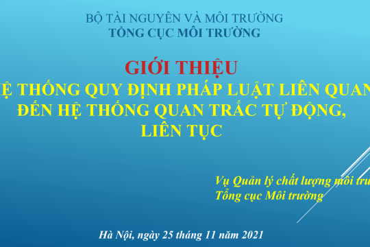 Hướng dẫn vận hành và kiểm soát chất lượng hệ thống trạm quan trắc môi trường tự động, liên tục